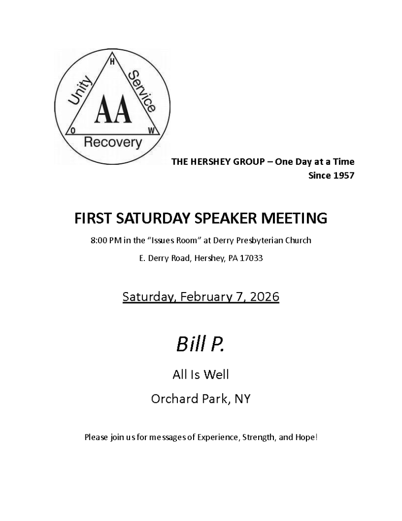 The Hershey Group First Saturday Speaker Meeting