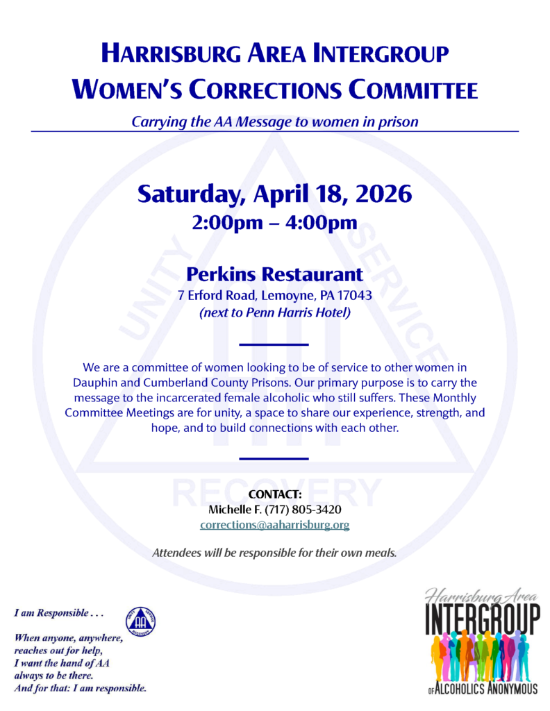 April Corrections Committee Meeting Flyer