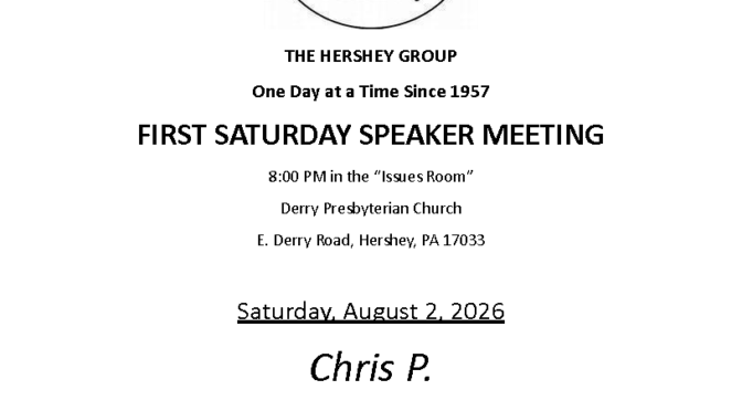 The Hershey Group First Saturday Speaker Meeting