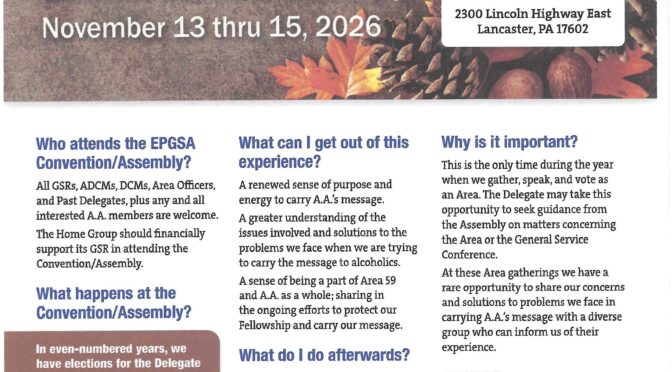 69th Annual Estern PA General Service Assembly